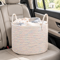 Grand panier en corde de coton tressée avec poignées, bac de rangement décoratif pour linge, vêtements, jouets, couvertures, organisateur de maison
