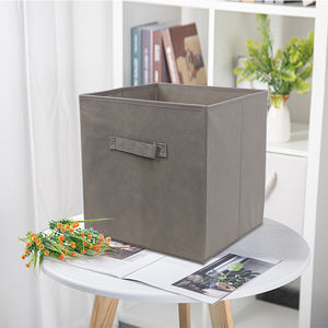 Big Foldable Gray Craft Non-Woven Fabric Storage Box Cube With No Lid