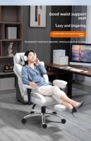 Chaise de bureau ergonomique en cuir gris clair, inclinable, réglable et confortable, pour la maison, la salle à manger, le cybercafé