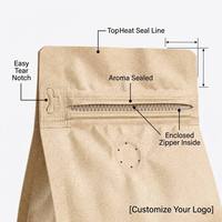Sacs d'emballage pour café en plastique mat biodégradable réutilisables avec impression personnalisée, fond plat, soufflet, valve d'air et fermeture éclair à robinet