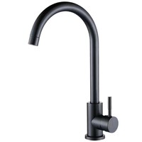 Robinet de cuisine monocommande en céramique à montage sur plan, moderne et minimaliste, pour eau chaude et froide, en acier inoxydable noir, avec douchette pressurisée