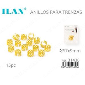 Anelli per trecce Ilan 17x9mm oro, 15 pezzi per acconciature - Product Image 3