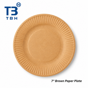 Plato Redondo Biodegradable de Papel Kraft Marrón de 7 Pulgadas, Ecológico, para Comida para Llevar, Food Truck, Buffet, Compatible con OEM y ODM - Product Image 1