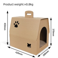 Maison de chat en carton pliable avec grattoir à chat en carton intégré nid de chat en papier ondulé confortable pour dormir et griffer