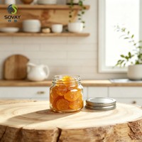 Pot en verre large et bas à col fileté de 7*7,7 cm, 240 ml, récipient polyvalent pour usage domestique et commercial en gros