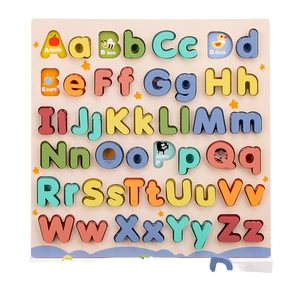Juguete educativo de madera a juego con letras mayúsculas y minúsculas, juguete de aprendizaje en inglés, rompecabezas del alfabeto de madera - Product Image 3
