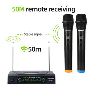 Microfono Wireless Professionale RAYHAYES KU-201 a Doppio Canale per <span class=keywords><strong>Karaoke</strong></span> e Microfono Dinamico VHF con Cancellazione del Rumore - Product Image 2