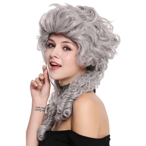 Pelucas de disfraz de fiesta sintéticas grises para mujer rizadas barrocas del siglo 17 - Product Image 4