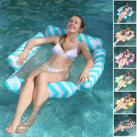 Hamac flottant personnalisé avec logo, à rayures, pour piscine, pour adultes, en PVC gonflable, avec filet, chaise flottante pour piscine