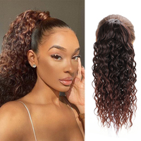 Queue de cheval synthétique personnalisée en Kanekalon, styles Yaki, Kinky Straight, Curly, Water Wave, Wavy, pour femmes noires
