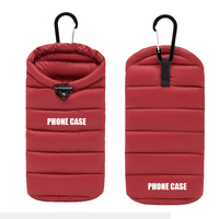 Fabricant de coques de téléphone en duvet d'oie personnalisées Sport de plein air Camping Ski sac de téléphone portable étui thermique de téléphone portable avec crochet en métal