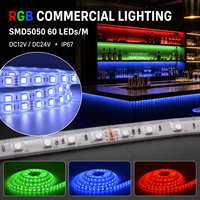 Bande LED Flexible RVB SMD5050 24V en Gros, 60 LED/M, Étanche IP67, à Changement de Couleur pour Éclairage Architectural Extérieur