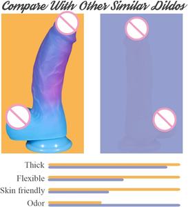 8インチのリアルな厚いシリコン製ディルド、女性向け大人のおもちゃ、カラフルで柔軟なGスポットまたはアナル刺激器 - Product Image 3