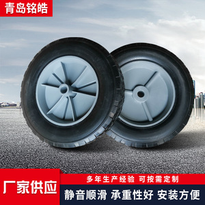 Solid Rubber Wheels 8x1.75 Gray <b>Plastic</b> Spokes Hard Tread Industrial Casters No Brake Round Bore - Product Image 5