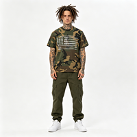 T-shirts graphiques à manches longues camouflage Cleanfit American High Street pour hommes et femmes, coupe oversize personnalisée
