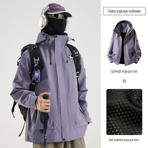 Outdoor Shell <strong>Jacket</strong> with Hood Water Repellent Windproof Lightweight for Trekking Days <strong>Away</strong> BRAND New Wholesale Export - Product Image 3