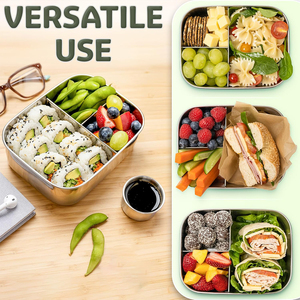 LIHONG Contenitore per Pranzo in Acciaio Inox a 3 Scomparti, 27oz, Ermetico, per Alimenti, Adatto a <span class=keywords><strong>Microonde</strong></span>/Lavastoviglie/Congelatore, per Lavoro - Product Image 3
