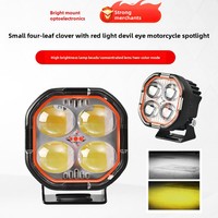 Phare de moto à LED à faisceau haut-bas, trèfle à quatre feuilles, œil de démon rouge, projecteur externe, lumière de voiture 12V, état neuf