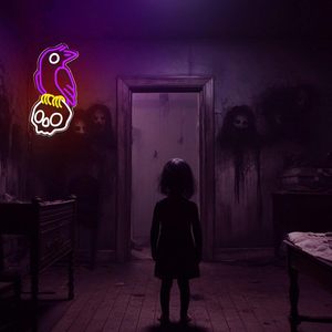 Luz LED de neón con forma de calavera de cuervo, luz decorativa de Halloween, luz ambiental para dormitorio, salón, club, tienda, luz indicadora de 5V 12V - Product Image 5