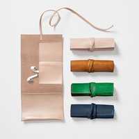 Organiseurs numériques 3C en cuir : Étui de rangement pour chargeur, étui de protection pour écouteurs filaires, pochette porte-monnaie multi-poches