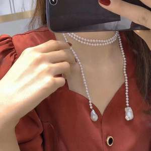 สร้อยคอมุกแท้หลากสไตล์ 125 ซม. ทรงบาโรก เม็ดมุก 5-6 มม. สายยาว สำหรับเสื้อสเวตเตอร์ สร้อยข้อมือ สายคาดเอว - Product Image 2