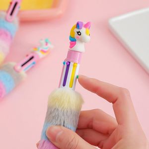 Shuttle Rainbow Plush 0.5 Mm Cute Cartoon <b>Pens</b> School 6-In-1 Multicolor <b>Fluffy</b> Retractable Ballpoint <b>Pen</b> - Product Image 2