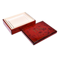 Boîte à thé en bois laqué rouge avec couvercle rabattable, boîte de rangement pour thé avec plateau intérieur, coffre à thé en bois de luxe pour sachets de thé et boîtes de thé