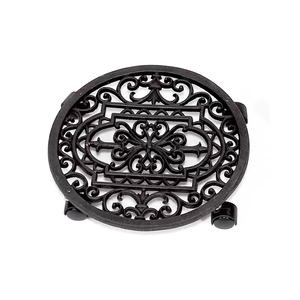 ברזל יצוק עגול צמח לעמוד צמח caddy casters מתגלגל מגש רכבת מקורה חיצוני גן טרולי - Product Image 6