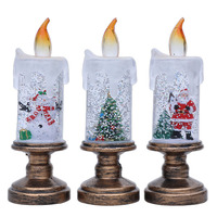 Lampe Bougie LED Réaliste en Plastique Effet Flamme et Neige, Veilleuse de Table Festive, Décoration de Bureau et Cadeau de Noël pour Fêtes de Fin d'Année