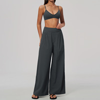 Ensemble de fitness - Vêtements de sport décontractés à col en V, coupe ajustée, respirants, séchage rapide, taille haute, pour activités de plein air et course à pied -6
