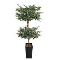 Arbre artificiel Ficus Microcarpa en PE léger de haute qualité, 1,5 m, feuilles à bordure blanche, en pot, pour décoration de bureau et hall, résistant aux UV, vente en gros