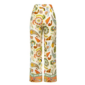 <span class=keywords><strong>Pantaloni</strong></span> a vita alta con motivo floreale su misura a forma di Paisley <span class=keywords><strong>pantaloni</strong></span> da <span class=keywords><strong>donna</strong></span> a gamba larga stampati - Product Image 2