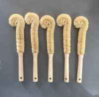 Brosse de nettoyage écologique personnalisée avec logo, en bambou et fibre de coco, à long manche, pour bouteilles de sport, verres et tasses