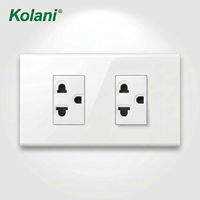 Enchufe Modular Doble Mini Horizontal Kolani 16A 250V de 3 Pines, Panel de PC Blanco con Obturador de Seguridad Antichoque para Niños