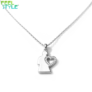 Collier pour père plaqué or en acier inoxydable avec pendentif cœur pavé de zircone cubique, résistant au ternissement, cadeau de bijoux pour papa - Product Image 4