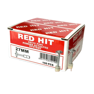 Clous en acier pour béton NK32 rouge à succès avec tige lisse et rondelle métallique - Product Image 1