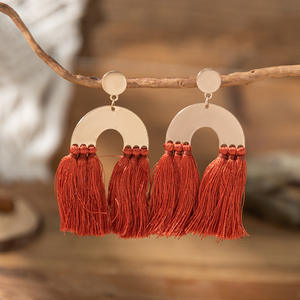 Pendientes tejidos pieza de cobre en forma de U pendiente exagerado joyería de estilo Retro bohemio para mujeres Uionen 1006 - Product Image 3