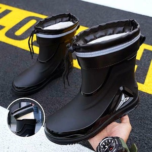 Bottes <span class=keywords><strong>de</strong></span> <span class=keywords><strong>Pluie</strong></span> Courtes d'Hiver Confortables pour Homme, Épaissies, Imperméables et Antidérapantes, en Caoutchouc, <span class=keywords><strong>Taille</strong></span> Basse avec Tige en Maille pour le Travail et la Pêche - Product Image 6