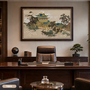 Pintura Mural de Lujo con Hojas de Oro en Relieve, Decoración del Hogar, Arte Oriental, Paisaje de Palacio, Fabricante Vietnamita, Proveedor OEM ODM - Product Image 4