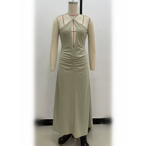 TAOP & ZA mujeres 2024 principios <span class=keywords><strong>de</strong></span> otoño nuevo Slim Fit plisado cuello Halter pajarita apertura vestido largo 8338248 - Product Image 3