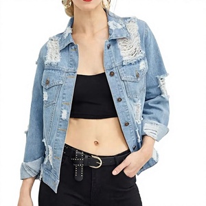 Veste en jean pour femmes de haute qualité, étiquette privée personnalisée, veste en jean bleu vintage, vente en gros, usine de vêtements OEM - Product Image 1