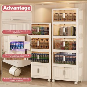 1-6 Layers Foldable <b>Plastic</b> <b>Storage</b> Dresser Cabinet <b>Drawer</b> Organizer for Bedroom Kitchen Living Room Standing Type Wheels - Product Image 5