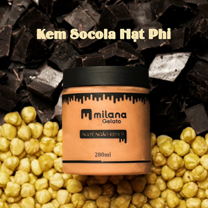 Gelato en gros chocolat-noisette 280ml pot crème glacée dessert surgelé ingrédients premium usine Vietnam style italien OEM - Product Image 1
