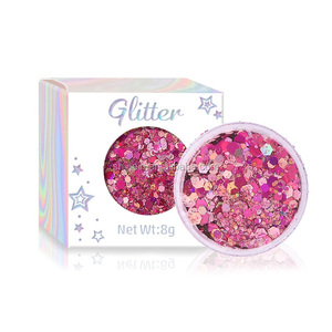 Chunky Glitter Holographique Cosmétique Grade <span class=keywords><strong>Eye</strong></span> Glitter Mixte Shinein Rose Luxe Ombre À Paupières Poudre Sec Maquillage Ombre À Paupières 8g