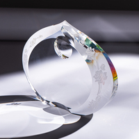 Trophée en cristal sculpté Rose Romantique - Élégant prix en verre K9 pour l'appréciation de l'amour et les cadeaux d'anniversaire
