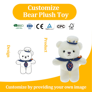 Orsetto di peluche bianco personalizzato da marinaio <span class=keywords><strong>con</strong></span> cappello <span class=keywords><strong>con</strong></span> ancora e mantello blu navy per regali aziendali nautici OEM all'ingrosso - Product Image 1