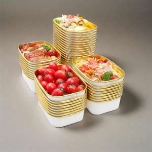 ชามกระดาษเคลือบทองแบบใช้แล้วทิ้ง เกรดสำหรับอาหาร ภาชนะใส่อาหารแบบนำกลับบ้าน ชามใส่สลัด บรรจุภัณฑ์กระดาษคราฟท์แบบเร็ว - Product Image 3