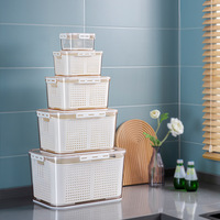 Vente en gros Boîte de rangement en plastique pour fruits et légumes avec couvercle Organisateur de conservation des aliments frais pour la cuisine Panier d'égouttage pour réfrigérateur