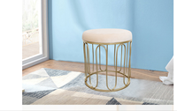 Tabouret rond en velours arc-en-ciel, repose-pied, avec doublure en fil métallique doré, style nordique, siège supplémentaire