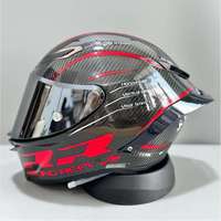 Casque intégral de moto avec grande aileron arrière, double visière anti-buée, fermeture Double D, coque ABS PC, kit aérodynamique noir